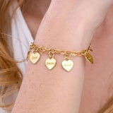 Engraved Heart Pendant & Family Name Bracelets Stainless Steel Love Gift