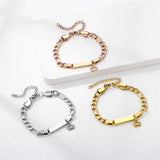 Engraved ID Name Baby Bracelet Stainless Steel Personalized Crown Kid Bracelets