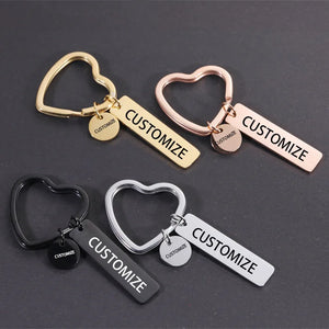 Engraved Heart Keychain with Name/Date for Couples