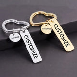 Engraved Heart Keychain with Name/Date for Couples
