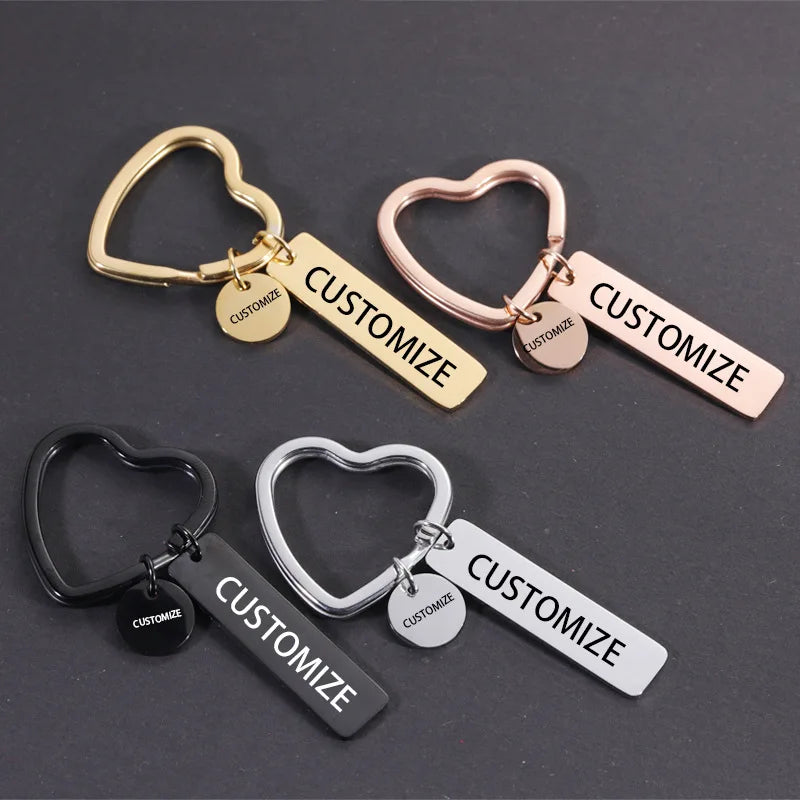 Engraved Heart Keychain with Name/Date for Couples