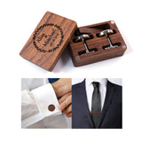 Personalized Engraved Wooden Cufflinks Set in Walnut Box