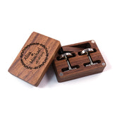 Personalized Engraved Wooden Cufflinks Set in Walnut Box