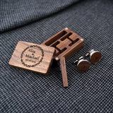 Personalized Engraved Wooden Cufflinks Set in Walnut Box