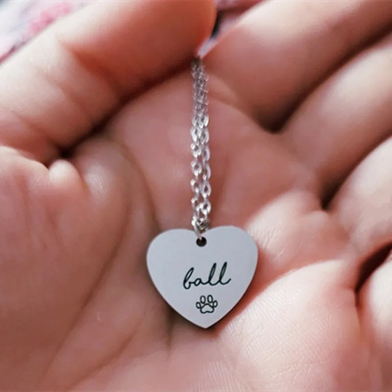 Engraved Modern Script Heart Necklace Personalized Name Stainless Steel Pendant