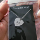 Engraved Modern Script Heart Necklace Personalized Name Stainless Steel Pendant
