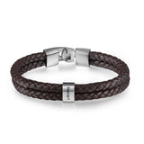Engraved Name Bead Bracelets Men Personalized Brown Leather Bracelet
