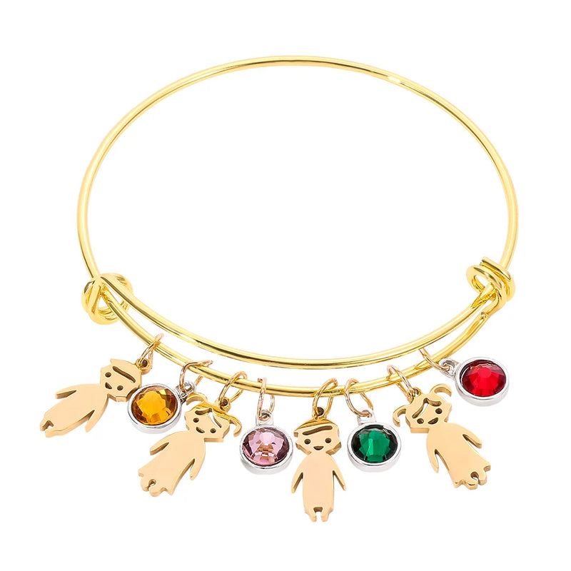 Engraved Name Bracelets with Boy Girl Personalized Charm Stainless Steel