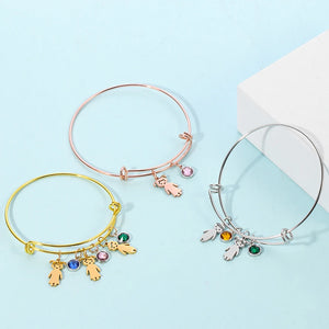 Engraved Name Bracelets with Boy Girl Personalized Charm Stainless Steel