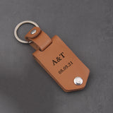 Engraved Photo Keychain Initial Date on Leather Mother's Gift