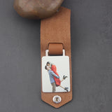 Engraved Photo Keychain Initial Date on Leather Mother's Gift