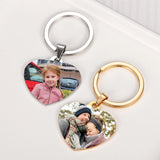 Engraved Photo Name Heart Keychains Personalized Stainless Steel Drive Key Ring