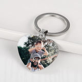 Engraved Photo Name Heart Keychains Personalized Stainless Steel Drive Key Ring
