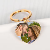 Engraved Photo Name Heart Keychains Personalized Stainless Steel Drive Key Ring