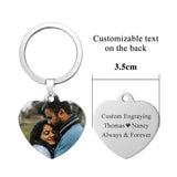 Engraved Photo Name Heart Keychains Personalized Stainless Steel Drive Key Ring