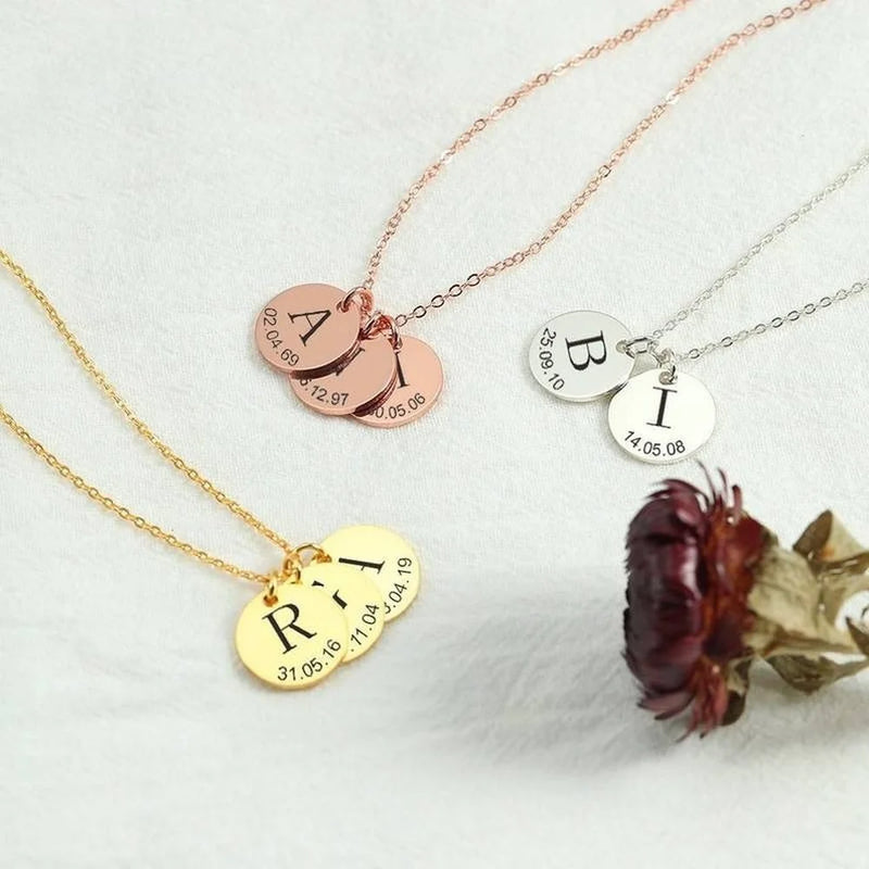 Custom Engraved Stainless Steel Women Necklace with Date