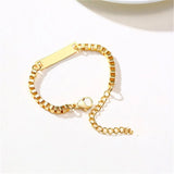 Engraving Nameplate Couple Bracelet Stainless Steel Box Chain