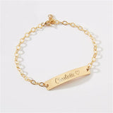 Engraving Nameplate Couple Bracelet Stainless Steel Box Chain