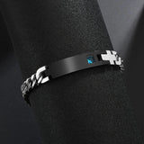Engraved Nameplate Couple Bracelet Stainless Steel Thick Cuban Chain Pair