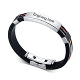 Engraved Silicone Men's Name ID Bracelet Personalized Text Bangles