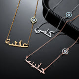 Personalized Evil Eye Arabic Necklace With Name Stainless Steel Pendant