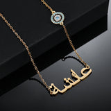 Personalized Evil Eye Arabic Necklace With Name Stainless Steel Pendant