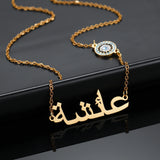 Personalized Evil Eye Arabic Necklace With Name Stainless Steel Pendant