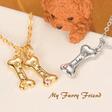 Personalized Dog Bone Necklace with up to 8 Names Birthstone Pendant