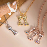 Personalized Dog Bone Necklace with up to 8 Names Birthstone Pendant
