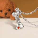 Personalized Dog Bone Necklace with up to 8 Names Birthstone Pendant