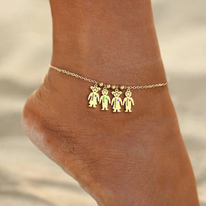 Family Name Anklet Personalized Stainless Steel Foot Chain Birthstone Baby