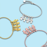 Family Name Anklet Personalized Stainless Steel Foot Chain Birthstone Baby