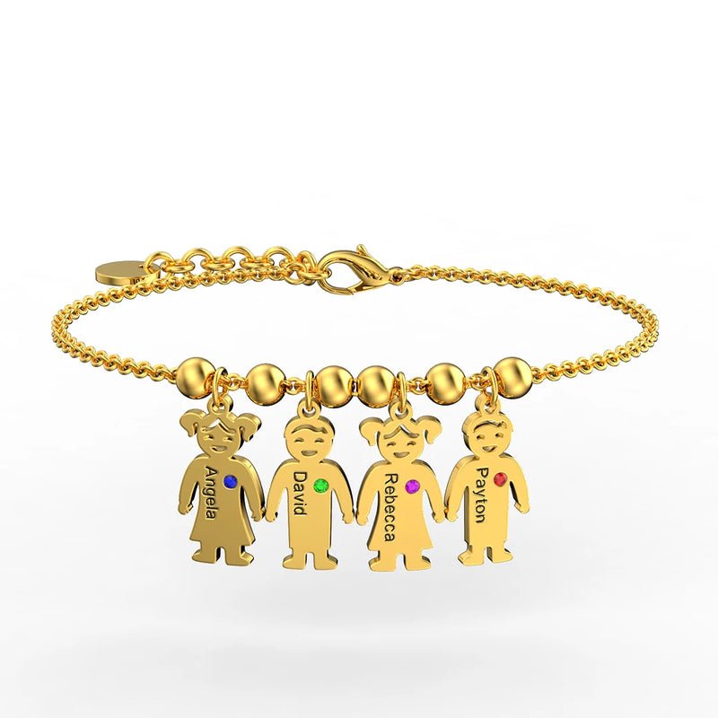 Family Name Anklet Personalized Stainless Steel Foot Chain Birthstone Baby