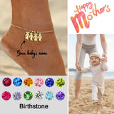 Family Name Anklet Personalized Stainless Steel Foot Chain Birthstone Baby