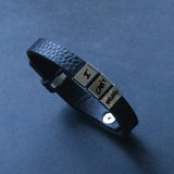 Family Name Leather Bracelet Father Son Stainless Steel Personalized Bangle