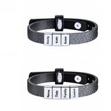 Family Name Leather Bracelet Father Son Stainless Steel Personalized Bangle