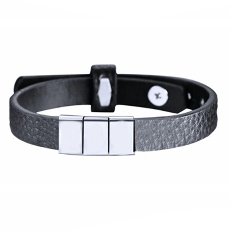 Family Name Leather Bracelet Father Son Stainless Steel Personalized Bangle