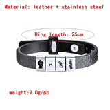 Family Name Leather Bracelet Father Son Stainless Steel Personalized Bangle