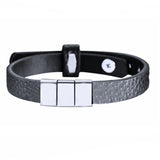 Family Name Leather Bracelet Father Son Stainless Steel Personalized Bangle