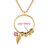 Custom Leaf Birthstone Necklace for Women
