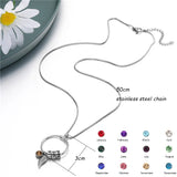 Custom Leaf Birthstone Necklace for Women