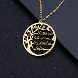 Family Tree Name Necklace Diamond Birthstone Nameplate Stainless Steel