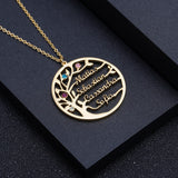 Family Tree Name Necklace Diamond Birthstone Nameplate Stainless Steel
