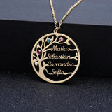 Family Tree Name Necklace Diamond Birthstone Nameplate Stainless Steel