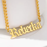 Personalized Stainless Steel Name Choker Necklace - Custom Letter Pendant