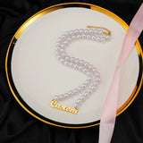 Custom Stainless Steel Name Necklace for Women with Pearl Chain Choker