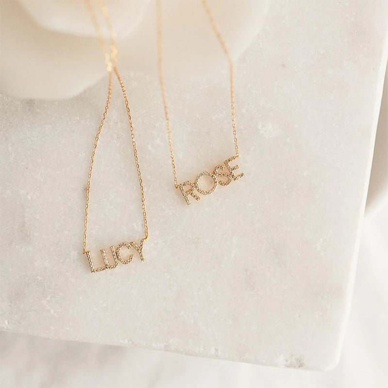 Stainless Steel Name Necklace Letter Chain Pendant Jewelry