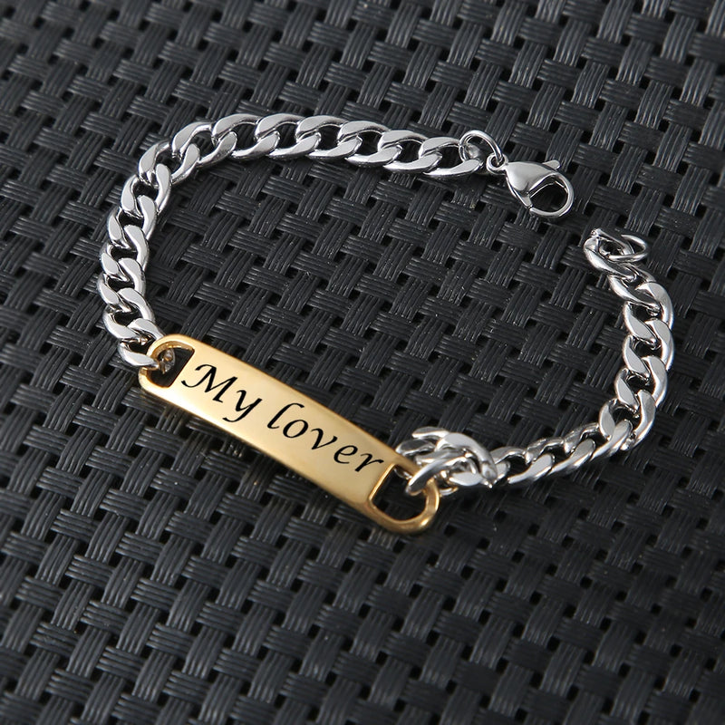 Stainless Steel Men's Engraved Name Bracelet