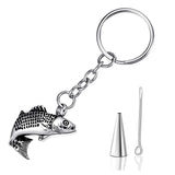 Fish Cremation Urn Keychain Keepsake Stainless Steel Memorial Ashes Keyring