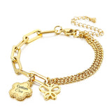 Flower Name Bracelets Titanium Steel Butterfly Bangles Engraved Family Names
